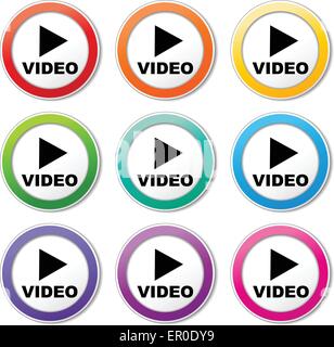Illustration de lire la vidéo icônes différentes couleurs ensemble Illustration de Vecteur