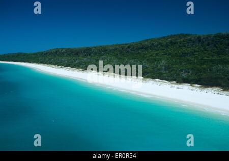 L'Australie, Queensland, Whitsunday Island, Whitehaven Beach (vue aérienne) Banque D'Images