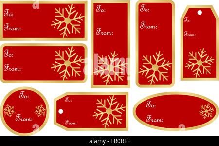 Ensemble de cadeau de Noël Tags en rouge Illustration de Vecteur