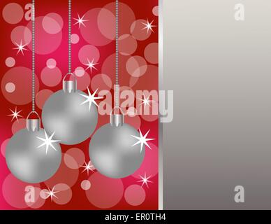 Hanging Christmas ornements sur fond rouge Illustration de Vecteur