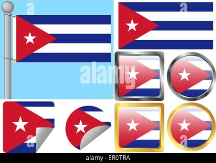 Drapeau Cuba Set Illustration de Vecteur