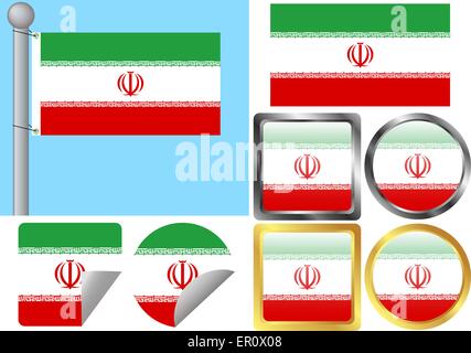 Drapeau Iran Set Illustration de Vecteur