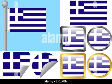 Drapeau Grèce Set Illustration de Vecteur