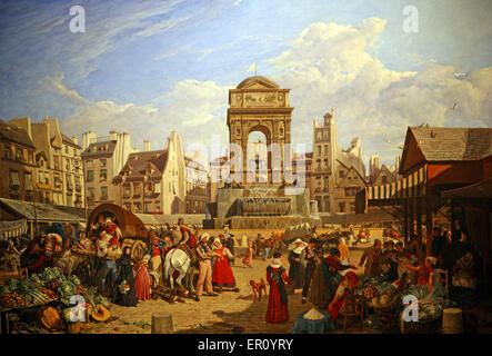 John James Chalon - Le Marche et la fontaine des Innocents en 1822 le marché et la fontaine des Innocents en 1822 Banque D'Images