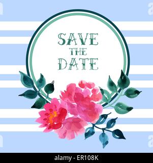 Vector floral coloré à l'aquarelle avec des fleurs d'été Illustration de Vecteur