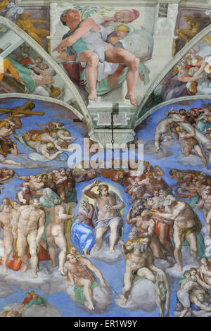 Rome, Italie. Le Jugement Dernier (détail) 1536-1541, par Michelangelo Buonarroti (6 mars 1475 - 18 février 1564), Chapelle Sixtine Banque D'Images
