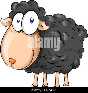 Black sheep cartoon isoler sur fond blanc Illustration de Vecteur