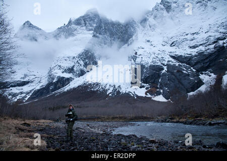 Paysage dans la vallée de Romsdalen, Rauma kommune, Møre og Romsdal fylke, la Norvège. Banque D'Images