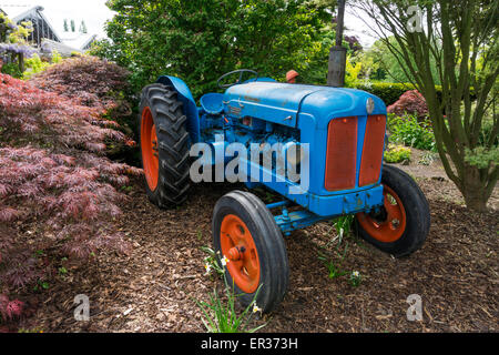 Un vieux Fordson tracteur diesel utilisé comme décoration de jardin à jardin Coolings centre à Knockholt, Kent. Banque D'Images