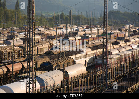 L'Europe, l'Allemagne, la Ruhr, Hagen-Vorhalle, railroad shunting yard dans le district Vorhalle, les trains de marchandises. Europa, Deuts Banque D'Images