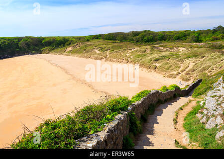 Surplombant la superbe plage à Barafundle Bay sur la côte du Pembrokeshire, Pays de Galles du sud de l'Europe au Royaume-Uni Banque D'Images