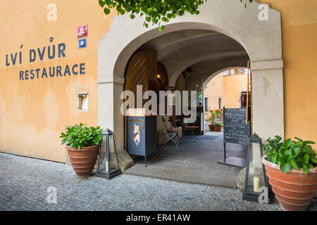 Restaurant Lvi Dvur, Hradcany, le château de Prague, Prague, Bohême, République Tchèque, Europe Banque D'Images