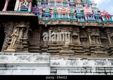 Conception architecturale de Aandal Sreevalliputhoor au temple, Tamilnadu, Inde,Asia Banque D'Images