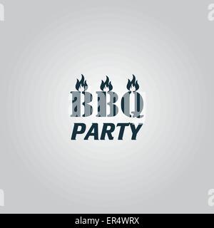 Flaming BBQ party mot élément design. Illustration de Vecteur