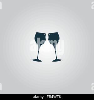 Deux verres de vin ou de champagne. Icône vecteur. Illustration de Vecteur