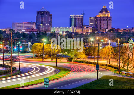 Greensboro, North Carolina, USA sur le centre-ville. Banque D'Images