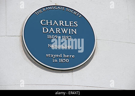 Charles Darwin, Ramsgate, Kent, plaque bleue Banque D'Images