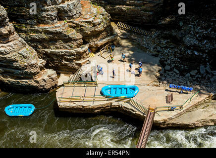 Table Rock station rafting à l'intérieur de l'Ausable Chasm parc. Banque D'Images