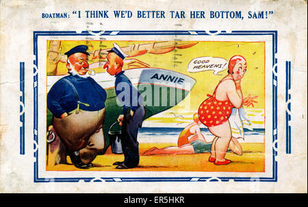 Bamforth Comic Postcard, Angleterre. 1938 Banque D'Images