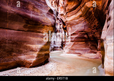 Arnon rivière une gorge, Wadi Mujib, Jordanie, Moyen-Orient Banque D'Images