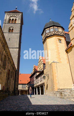 Château et collégiale de St Servatius, Quedlinburg, Saxe-Anhalt, Schleswig-Holstein, Allemagne, Europe Banque D'Images