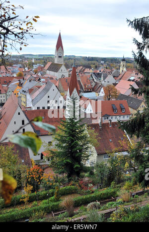 Vue sur la vieille ville de Kaufbeuren, Ostallgaeu, souabe, Bavière, Allemagne Banque D'Images