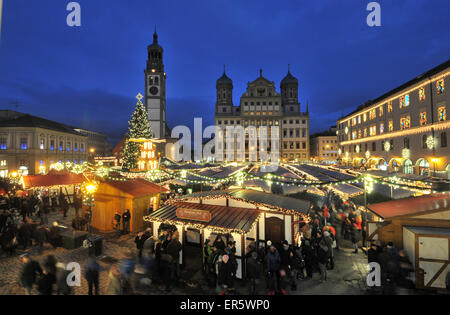 Marché de Noël sur la place du square, Augsburg, souabe, Bavière, Allemagne Banque D'Images