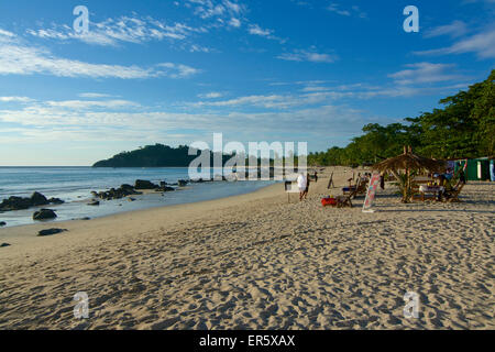 Plage de Ngapali, plus célèbre beach resort en Birmanie à la baie du Bengale, Rakhaing State, l'Arakan, Myanmar, Birmanie Banque D'Images