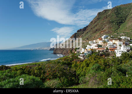 Voir d'Igueste de San Andrés de Santa Cruz et la montagne Teide, Las Montanas de Anaga, réserve naturelle, Parque Rural de Anaga Banque D'Images