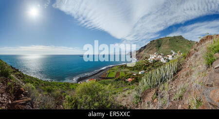 Voir d'Igueste de San Andrés de Santa Cruz et la montagne Teide, Las Montanas de Anaga, réserve naturelle, Parque Rural de Anaga Banque D'Images