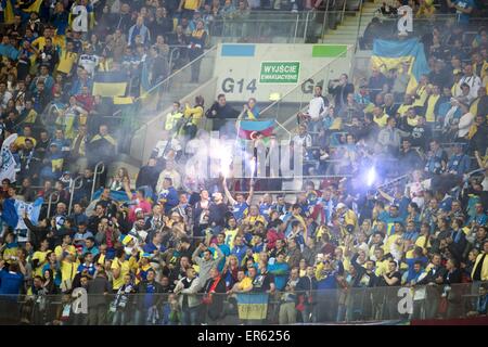 Fans de Dnipro, 27 mai 2015 - Football : l'UEFA Europa League match final entre FC Dniepr Dniepropetrovsk 2-3 FC Séville au Stadion Narodowy à Varsovie, Pologne. (Photo de Maurizio Borsari/AFLO) Banque D'Images