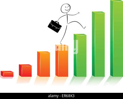 Vector illustration du tableau financier succès avec happy businessman Illustration de Vecteur