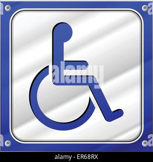 Vector illustration de chrome en fauteuil roulant et panneau bleu metal concept Illustration de Vecteur