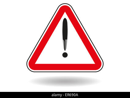 Signe d'exclamation dans un triangle rouge. Vector illustration Banque D'Images