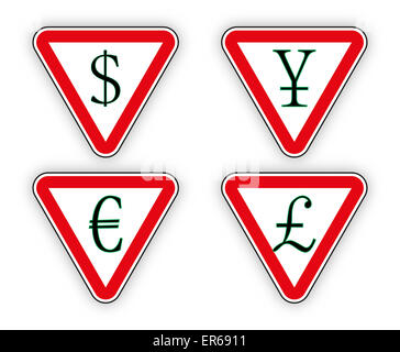 Livre et de l'argent signe euro, dollar et yen. Vector illustration Banque D'Images