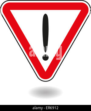 Signe d'exclamation dans un triangle rouge. Vector illustration Banque D'Images