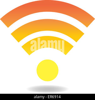 Inscrivez-Wi-fi-osolated orange jaune sur blanc. Vector illustration Banque D'Images