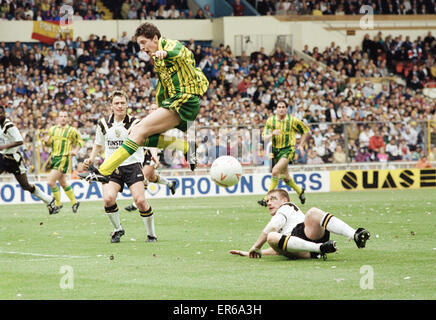 Division de la Ligue anglaise deux finales Play Off au stade de Wembley. West Bromwich Albion 3 v Port Vale 0. West Brom's Andy Hunt bondit sur Dean Glover. 30 mai 1993. Banque D'Images