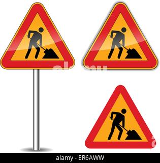 Vector illustration des travaux panneaux sur fond blanc Illustration de Vecteur