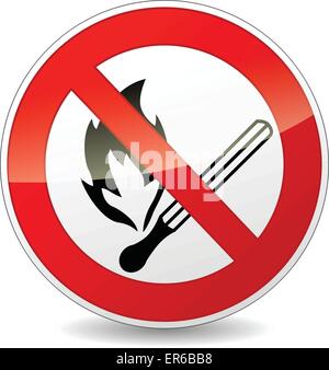 Vector illustration d'aucune flamme signe rouge et blanc Illustration de Vecteur