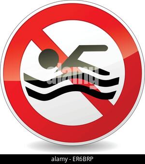 Vector illustration de pas de natation signe rouge et blanc Illustration de Vecteur