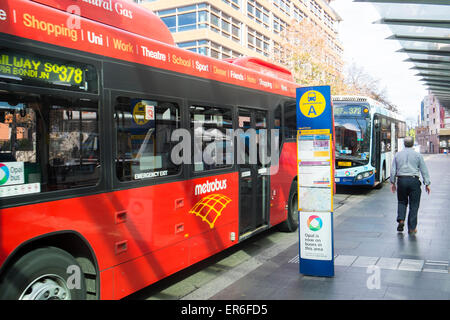 À l'arrêt de bus de Sydney à Broadway, près de la gare centrale, le centre-ville de Sydney, Australie Banque D'Images