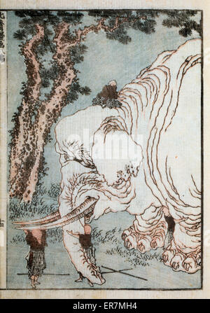 Les moines aveugles d'examiner un éléphant Banque D'Images