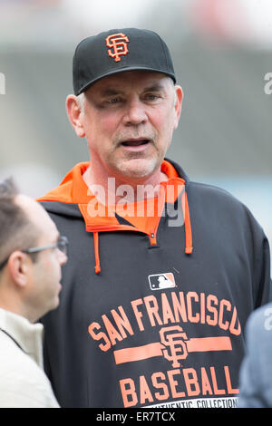 San Francisco, Californie, USA. 7 mai, 2015. Bruce Bochy (Giants) MLB : San Francisco Giants manager Bruce Bochy est perçu avant le match de la Ligue Majeure de Baseball à AT&T Park à San Francisco, California, United States . © Thomas Anderson/AFLO/Alamy Live News Banque D'Images