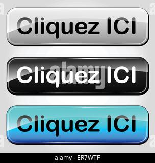 Traduction française pour l'ensemble de bouton web cliquez ici Illustration de Vecteur