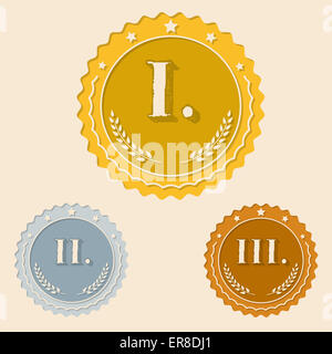 Divers prix des icônes pour les gagnants avec chiffres romains modèle plat Banque D'Images Divers prix des icônes pour les gagnants avec chiffres romains modèle plat Banque D'Images