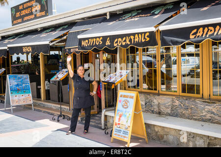 Un chiringuito à Torremolinos, Malaga, Espagne Banque D'Images