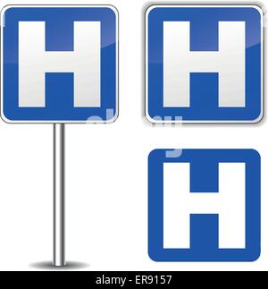 Vector illustration du panneau bleu de l'hôpital sur fond blanc Illustration de Vecteur