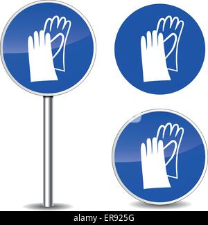 Vector illustration de gants de sécurité panneau bleu icônes Illustration de Vecteur