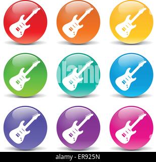 Vector illustration du jeu de guitare d'icônes sur fond blanc Illustration de Vecteur